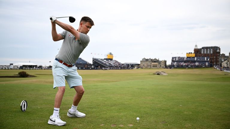 ST ANDREWS, SCOTLAND - JULY 11: Kipp Popert of England tees off on the 18th hole during the Celebration of Champions prior to The 150th Open at St Andrews Old Course on July 11, 2022 in St Andrews, Scotland. (Photo by Stuart Franklin/R&A/R&A via Getty Images)