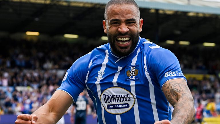 KILMARNOCK, SCOTLAND - MAY 28: Kilmarnock's Kyle Vassell celebrates scoring to make it 3-1 during a cinch Premiership match between Kilmarnock and Ross County at Rugby Park, on May 28, 2023, in Kilmarnock, Scotland.  (Photo by Rob Casey / SNS Group)