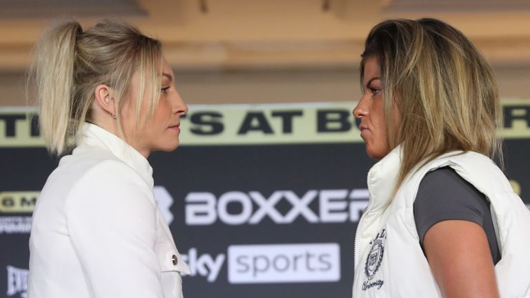 BEN SHALOM...S BOXXER CROWNING GLORY FIGHT NIGHT.04/05/2023 PRESS CONFERENCE.HILTON BIRMINGHAM METROPOLE.PIC LAWRENCE LUSTIG/BOXXER.(PICS FREE FOR EDITORIAL USE ONLY).INAUGURAL VACANT BRITISH FEMALE WELTERWEIGHT CHAMPIONSHIP.LAUREN PRICE v KIRSTIE BAVINGTON