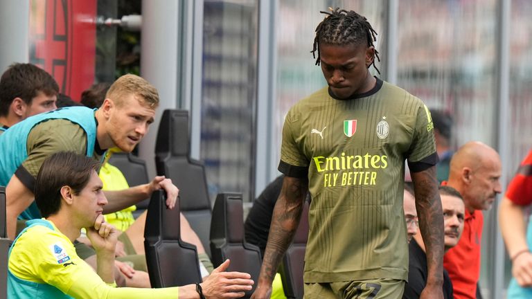 AC Milan's Rafael Leao is an injury doubt after limping off against Lazio
