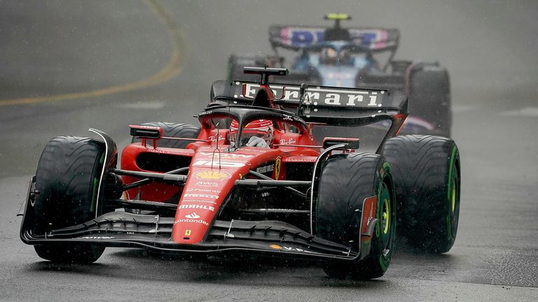 Charles Leclerc running ahead of Pierre Gasly at the Monaco GP after a race-long Alpine driver battle