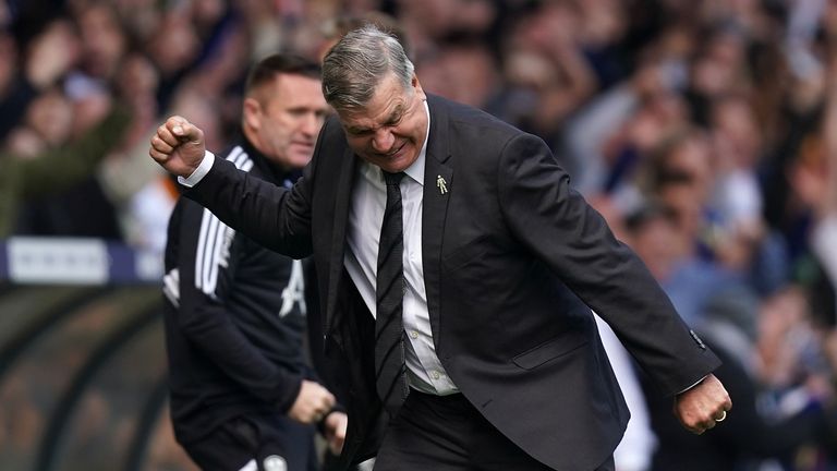 Leeds United manager Sam Allardyce celebrates during the match against Newcastle