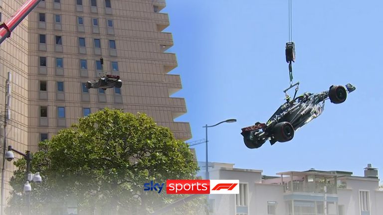 Hamilton crash brings out red flag! | Mechanics hold breath as car dangles in air