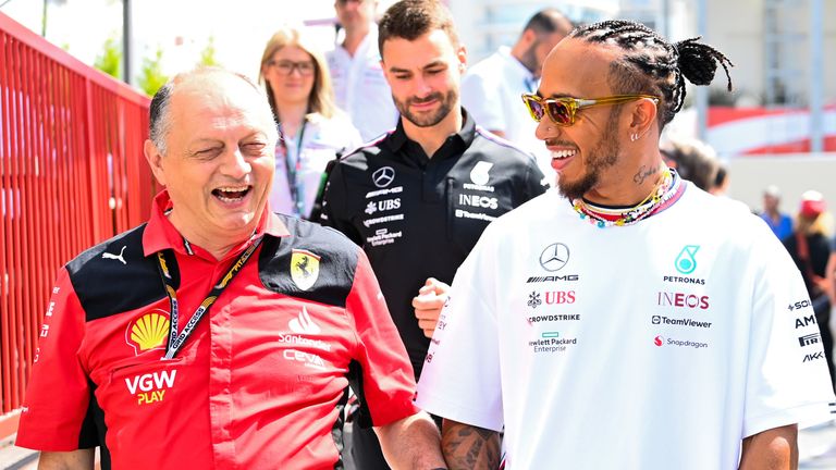 Lewis Hamilton and Fred Vasseur in Baku