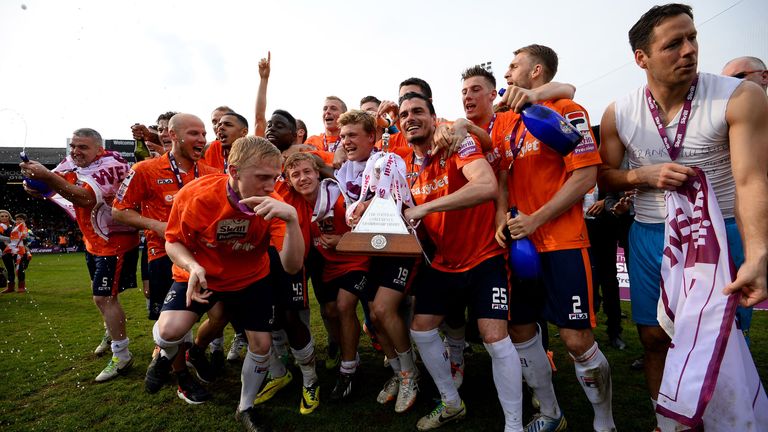 Luton celebrate winning the Conference Premier in 2014