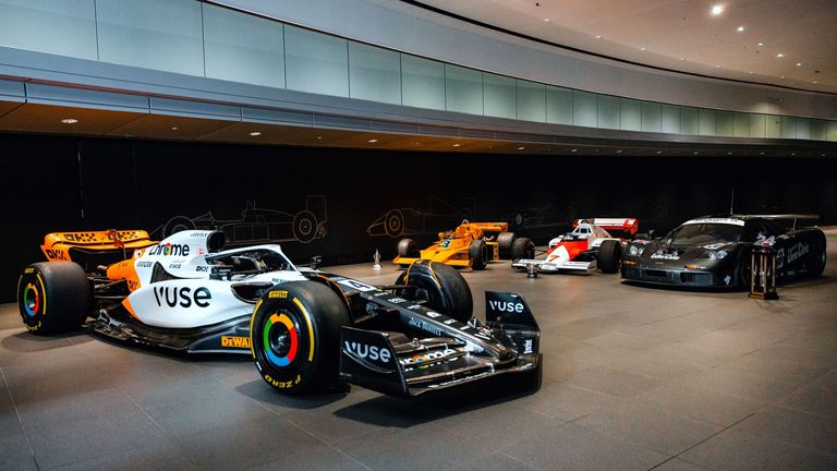 McLaren's Triple Crown livery alongside the three winning cars the design was inspired by