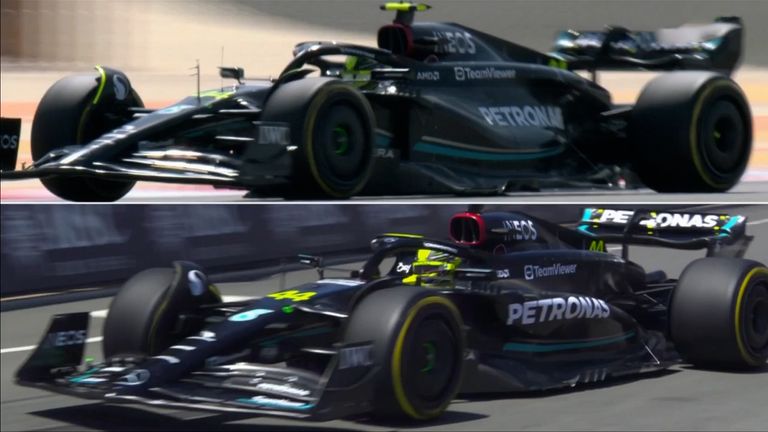 Mercedes pre-Monaco W14 compared to the new W14 concept