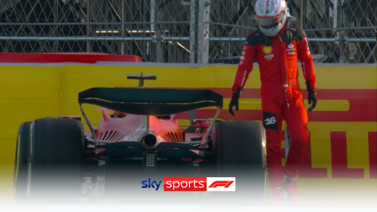 Ferrari&#39;s Charles Leclerc had a heavy collision with the wall as a red flag was brought out during P2.