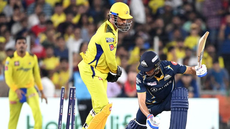 MS Dhoni stumps Shubman Gill in the IPL final
