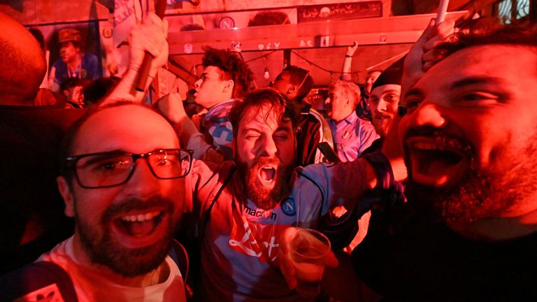 Napoli fans celebrate their first Serie A title in 33 years