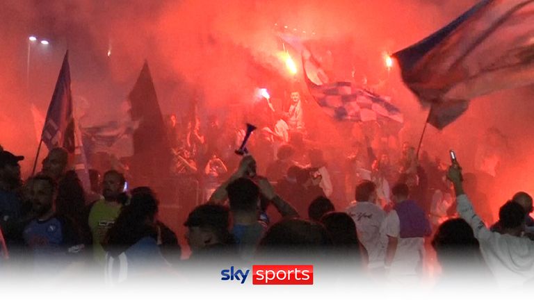 Napoli fans celebrate winning Serie A