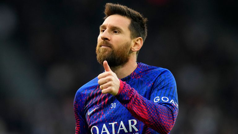 ANGERS, FRANCE - APRIL 21: Lionel Messi (30) during the French Ligue 1 match between SCO Angers and Paris Saint-Germain (PSG) on April 21, 2023, at Stade Raymond Kopa in Angers, France. (Photo by Glenn Gervot/Icon Sportswire) (Icon Sportswire via AP Images)