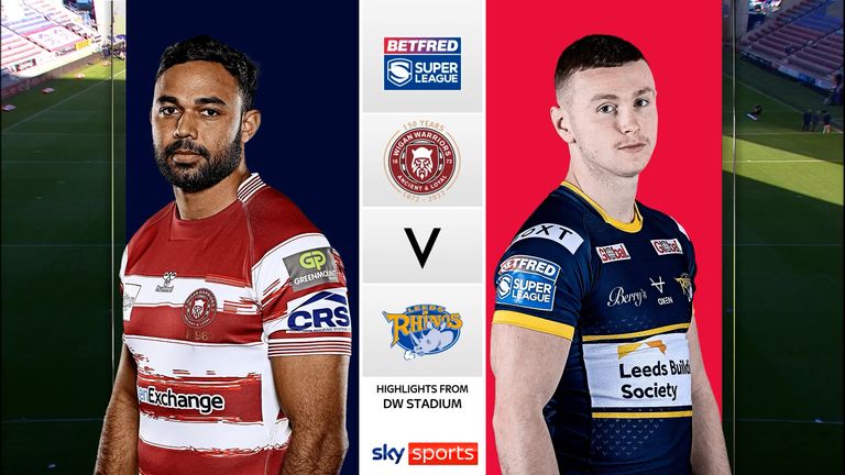 HIghlights of the Super League clash between Wigan Warriors and Leeds Rhinos.