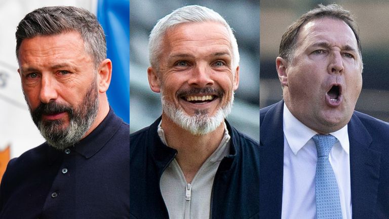 Derek McInnes, Jim Goodwin, Malky Mackay - credit PA/SNS