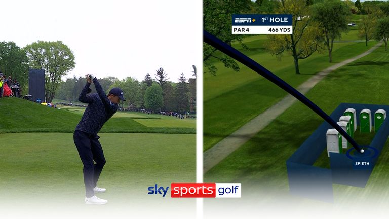 Jordan Spieth hits his opening shot in the toilets!