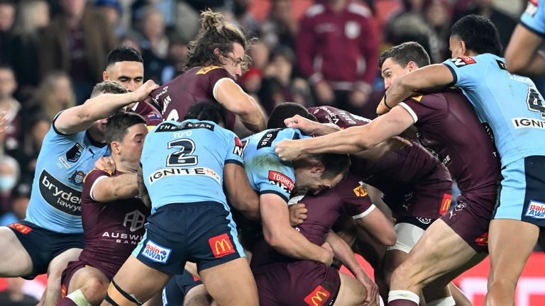 BRISBANE, AUSTRALIA - JULY 13: during game three of the State of Origin Series between the Queensland Maroons and the New South Wales Blues at Suncorp Stadium on July 13, 2022, in Brisbane, Australia. (Photo by Bradley Kanaris/Getty Images)