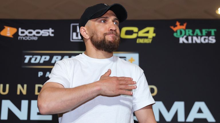 LAS VEGAS, NEVADA - MAY 16: Vasiliy Lomachenko arrives to the main event grand arrivals ahead of his May 20 undisputed lightweight championship fight at MGM Grand Hotel & Casino on May 16, 2023 in Las Vegas, Nevada. (Photo by Mikey Williams/Top Rank Inc via Getty Images)