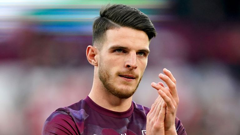 Declan Rice del West Ham United antes de la semifinal de la Europa Conference League, partido de ida contra el AZ Alkmaar