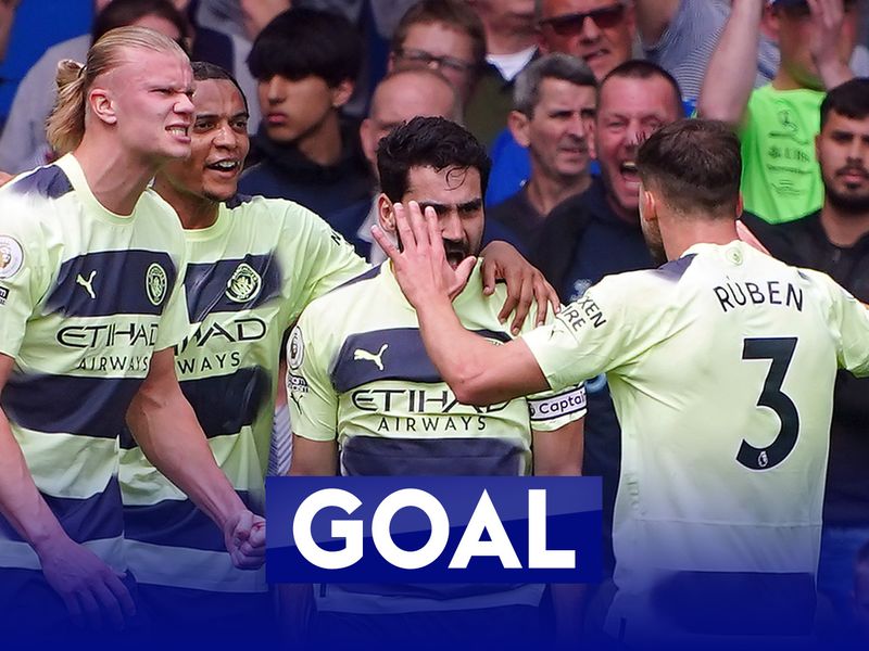 Gundogan and Haaland score as Man City beats Everton 3-0 in