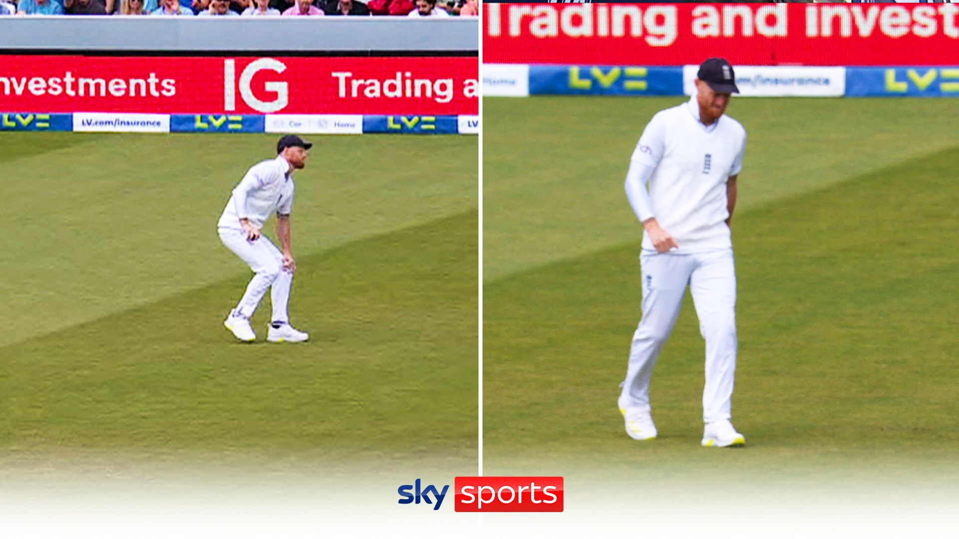 Stokes in pain as he claims catch | 'Not a promising sign with Ashes to come!'