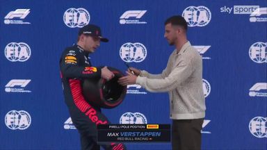 Mount presents Verstappen with pole position trophy at Spanish GP