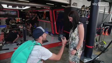 Couple get engaged outside Red Bull garage!