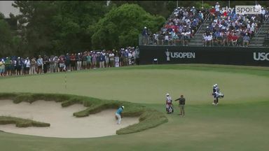 Koepka airmails the green from bunker  
