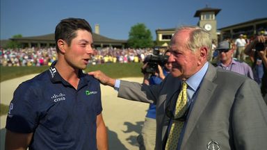 Hovland wins at Memorial | Nicklaus first to greet him