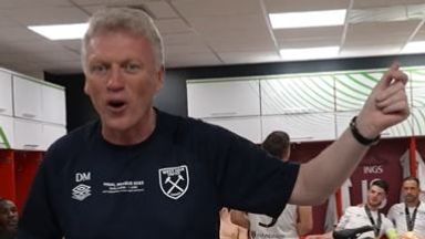 Moyes leads West Ham celebrations in the dressing room!