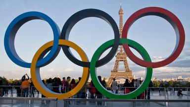 The Olympic rings set up in Paris 