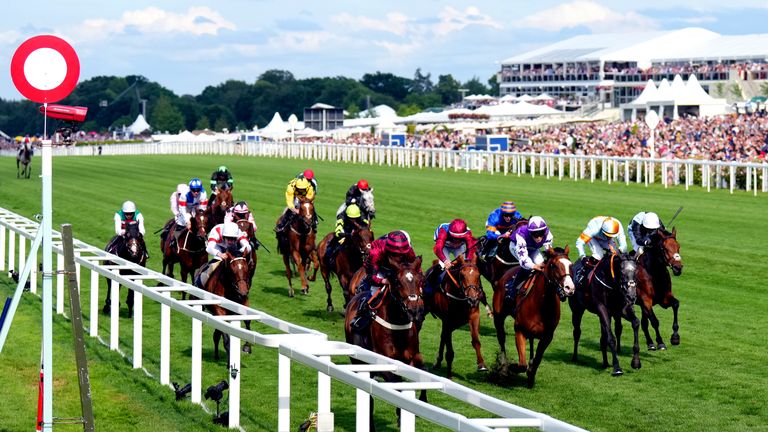 Ahorsewithnoname comes home in front in the Ascot Stakes under William Buick