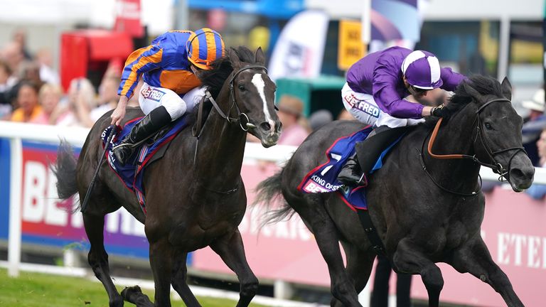 Auguste Rodin battles past King Of Steel to win the Betfred Derby at Epsom