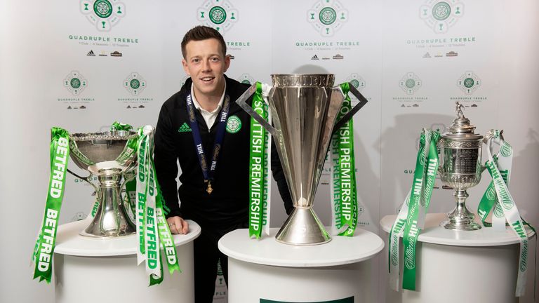 Callum McGregor has won four trebles with Celtic 