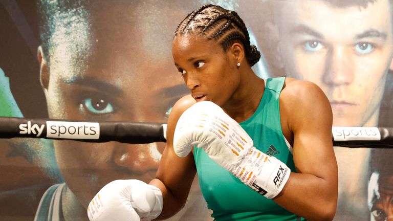 BEN SHALOM...S BOXXER FIGHT NIGHT.CLARKE v WACH.14/06/2023 SPORTS DIRECT OXFORD STREET.PIC LAWRENCE LUSTIG/BOXXER.(PICS FREE FOR EDITORIAL USE ONLY).OPEN WORKOUT AND PRESS CONFERENCE.CAROLINE DUBOIS v YANINA DEL CARMEN LESCANO