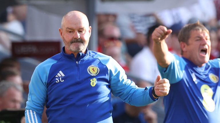 OSLO, NORWAY - JUNE 17: Scotland manager Steve Clarke celebrates at full time during a UEFA Euro 2024 Qualifier match between Norway and Scotland at the Ullevaall Stadion, on June 17, 2023, in Oslo, Norway.  (Photo by Craig Williamson / SNS Group)