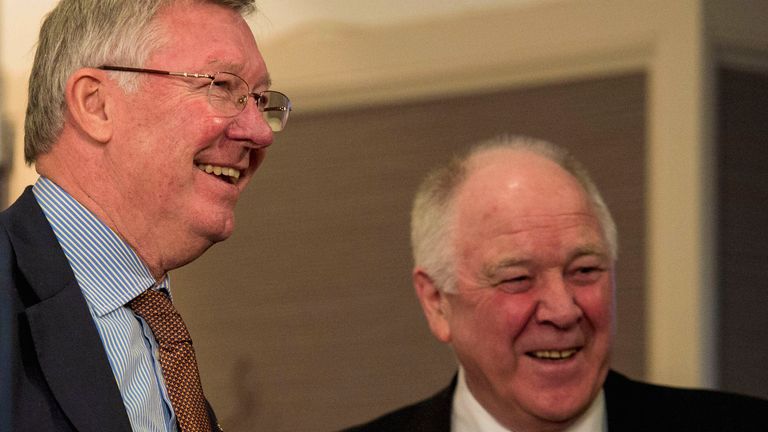 Sir Alex Ferguson (left) is all smiles as he chats with former Aberdeen manager Craig Brown during the William Hill Scottish Cup fourth round draw.