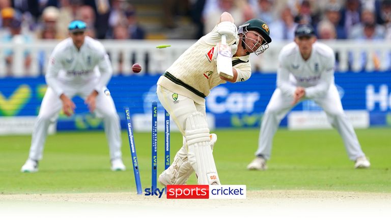 Josh Tongue picks up his second wicket of the day with a brilliant delivery to dismiss David Warner for 65. 