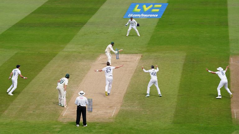 England v Australia - LV= Insurance Ashes Series 2023 - First Test - Day Three - Edgbaston
Australia�s Usman Khawaja is bowled by England�s Ollie Robinson during day three of the first Ashes test match at Edgbaston, Birmingham. Picture date: Sunday June 18, 2023.