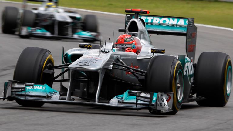 Michael Schumacher drives the Mercedes W02 car during the 2011 F1 season - Mick Schumacher will drive the car at Goodwood Festival of Speed in July