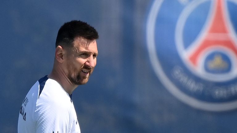 Lionel Messi trains with his Paris Saint-Germain teammates ahead of what will be his final game for the club against Clermont.