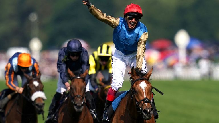 Frankie Dettori celebrates Gold Cup victory with Courage Mon Ami