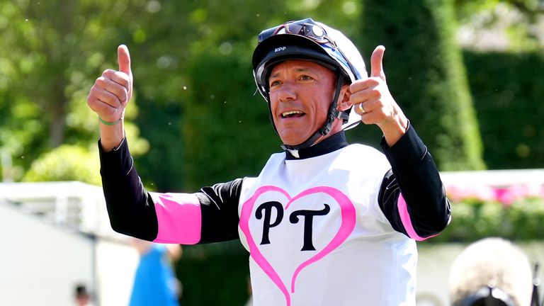 Frankie Dettori after winning the Albany Stakes on Porta Fortuna