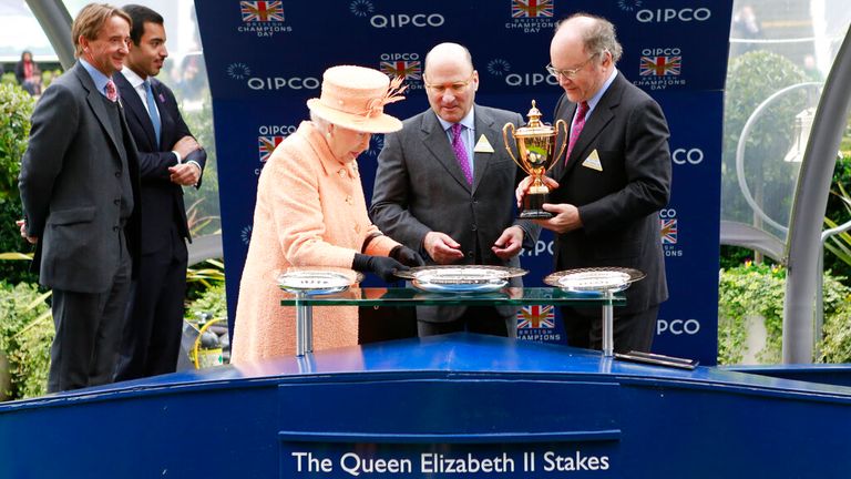 Freddy Head with Queen Elizabeth II Stakes after winning at Ascot