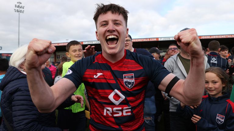 Ross County&#39;s George Harmon sent their Scottish Premiership play-off to extra time by completing a stunning three-goal comeback at Dingwall