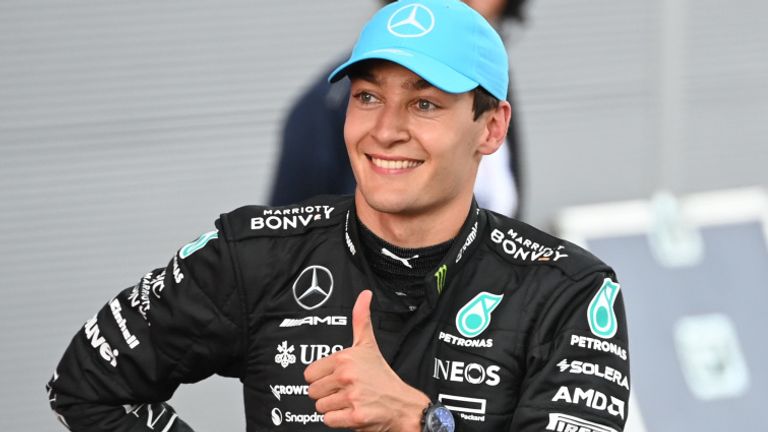 CIRCUIT DE BARCELONA-CATALUNYA, SPAIN - JUNE 04: George Russell, Mercedes-AMG, 3rd position, in Parc Ferme during the Spanish GP  at Circuit de Barcelona-Catalunya on Sunday June 04, 2023 in Barcelona, Spain. (Photo by Mark Sutton / Sutton Images)