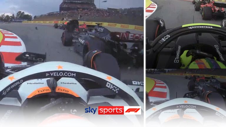 A closer look at the incident that ended Lando Norris&#39; podium hopes!