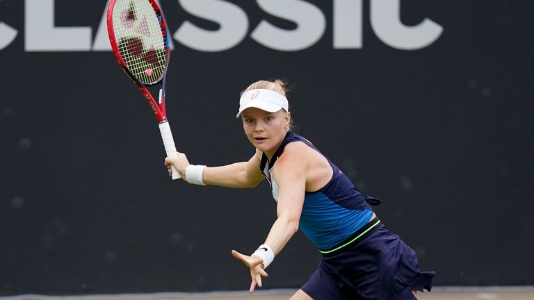Harriet Dart in action during the Women's Singles Qualifying match against Jodie Burrage (not pictured) on day two of the Rothesay Classic Birmingham at Edgbaston Priory Club. Picture date: Tuesday June 20, 2023.