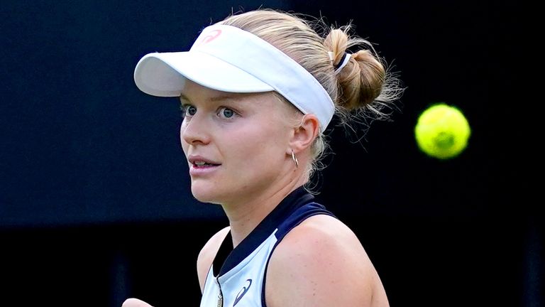 Harriet Dart reacts during her Women&#39;s Singles match against Jodie Burrage on day two of the Rothesay Classic Birmingham at Edgbaston Priory Club. Picture date: Tuesday June 20, 2023.