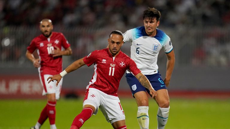 Harry Maguire completed 15 of the 20 long balls he attempted against Malta
