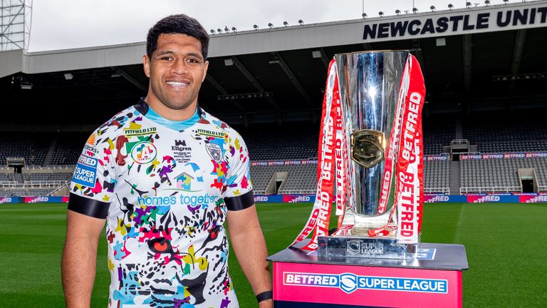 Picture by Alex Whitehead/SWpix.com - 30/05/2023 - Rugby League - Betfred Super League - Magic Weekend Preview - St James&#39; Park, Newcastle, England - John Asiata of Leigh Leopards